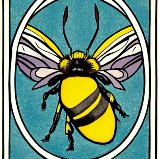 a bumblebee in the middle of a bullseye art nouveau Stable