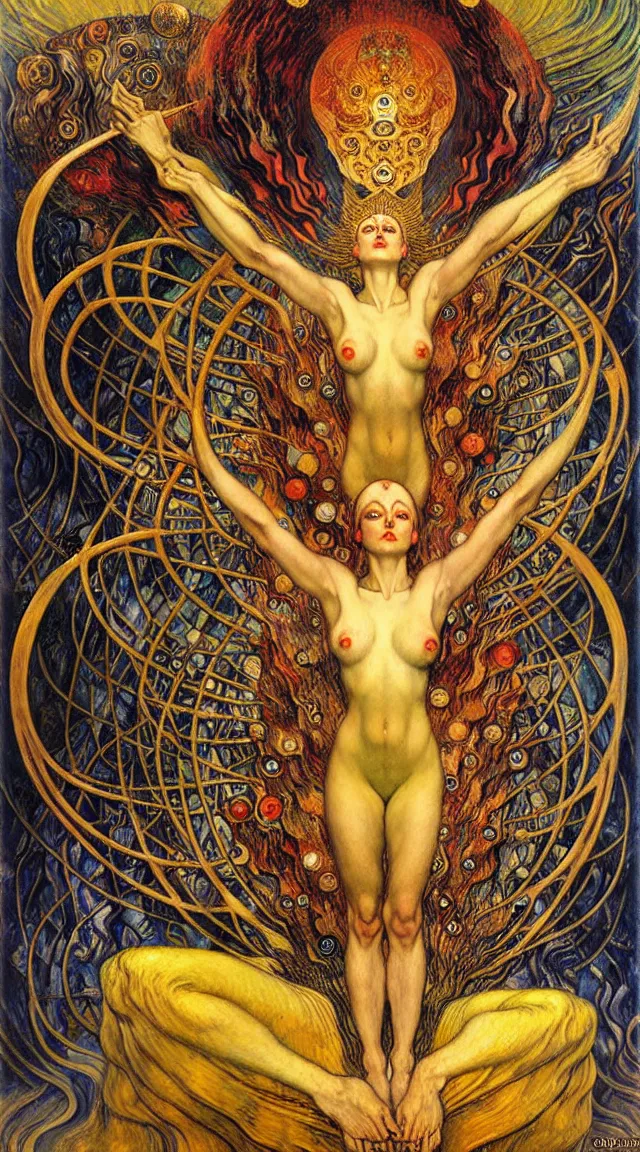 Image similar to Divine Chaos Engine by Karol Bak, Jean Delville, William Blake, Gustav Klimt, and Vincent Van Gogh, symbolist, visionary