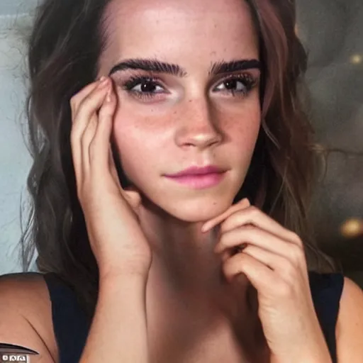 Image similar to a full - figure image of a woman who is a genetic combination of emma watson and kim kardashian