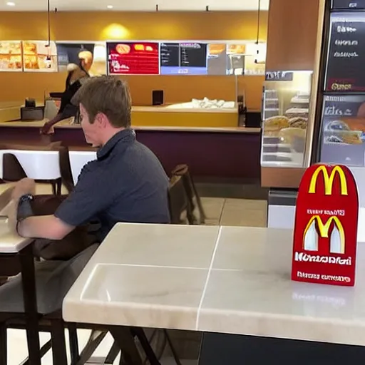 Prompt: a photo of napoleon ordering at mcdonalds, hyper-realistic, true to reality, 8k HDR, taken by an Iphone.
