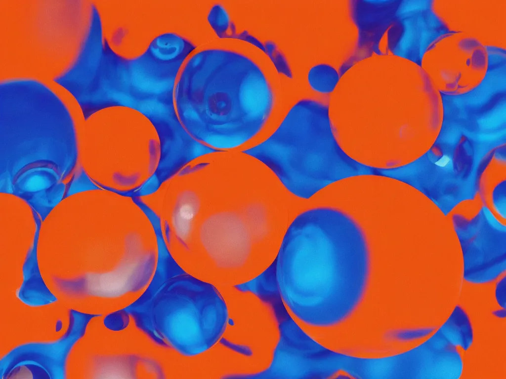 Image similar to hyper realistic sharp focus psychedelic orb orange and blue portrait photography