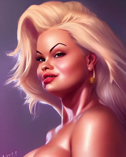 Image similar to full body portrait of Trisha Paytas by Stanley Artgerm Lau, WLOP, Rossdraws, frank frazetta, Andrei Riabovitchev, Marc Simonetti, tranding on artstation