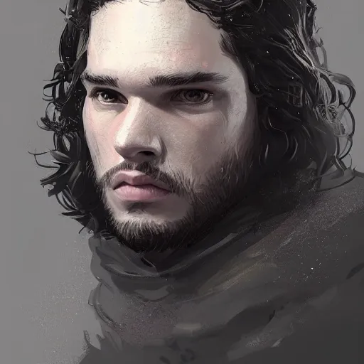 Image similar to portrait of jon snow with tiny beady eyes, a huge nose, and very wide mouth, by greg rutkowski, old, attractive, highly detailed portrait, scifi, digital painting, artstation, concept art, smooth, sharp foccus ilustration, artstation hq ”