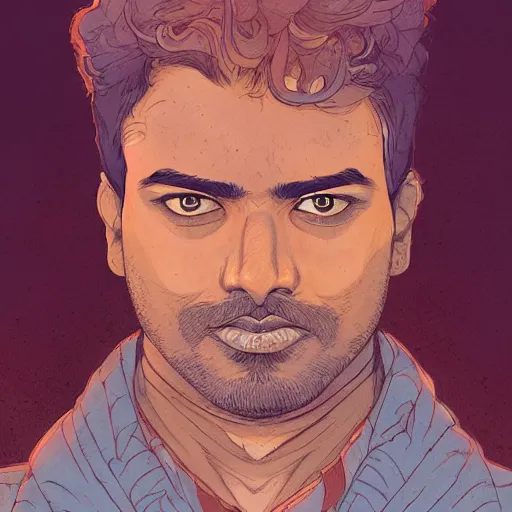 Prompt: a study of cell shaded portrait of a Handsome Indian man with turnban concept art, llustration, post grunge, concept art by josan gonzales and wlop, by james jean, Victo ngai, David Rubín, Mike Mignola, Laurie Greasley, highly detailed, sharp focus, alien, Trending on Artstation, HQ, deviantart, art by artgem