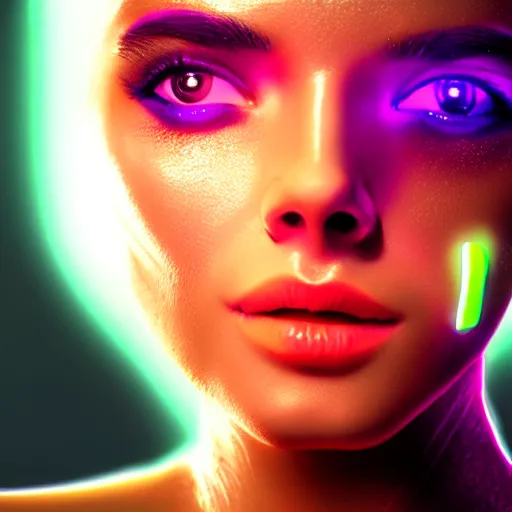 Image similar to futuristic girl, portrait, Cyberpunk, glowing skin, extremely detailed, sharp focus, model