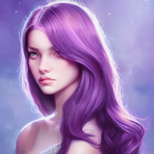 Prompt: teen girl, violet hair, gorgeous, amazing, elegant, intricate, highly detailed, digital painting, artstation, concept art, sharp focus, illustration, art by Ross tran