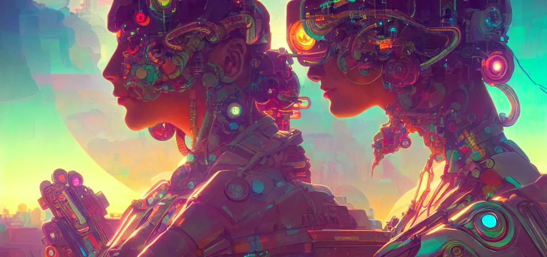 Image similar to a cybernetic temple, vaporwave aesthetic, colorful, psychedelic, digital painting, artstation, concept art, smooth, sharp focus, illustration, art by artgerm and greg rutkowski and alphonse mucha