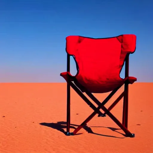 Image similar to a red camping chair in the middle of the sahara desert