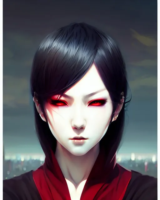 Prompt: sharp hq rendering, vampire, asian character portrait, beautiful concept art, appealing character, painterly, fanart, highly detailed in the style of wlop by ilya kuvshinov, wenjun lin, sakimichan, artgerm, angular asymmetrical design, chinese artist, eastern art style, nixeu