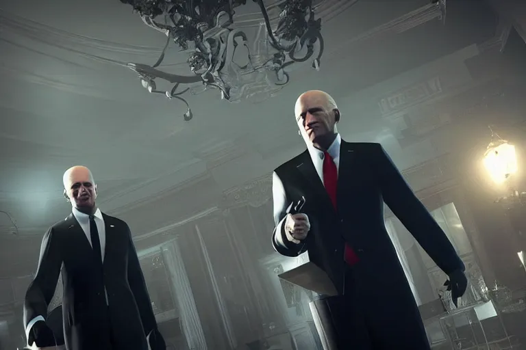 Prompt: screenshot of joe biden in hitman absolution