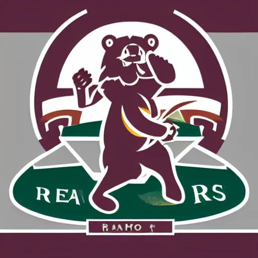 Prompt: new logo for Sacramento republic FC with bear smoking a joint