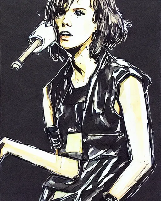 Prompt: marker sketch of millie bobby brown by yoji shinkawa