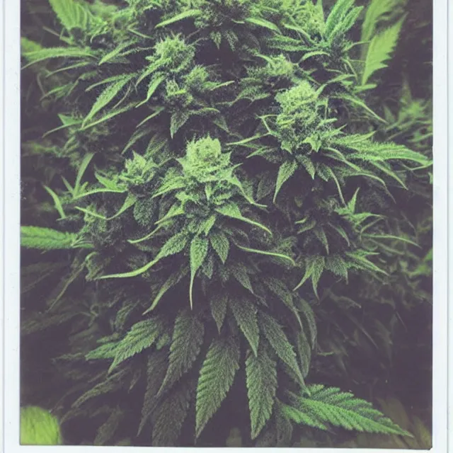 Prompt: polaroid photo of a cannabis plant monster