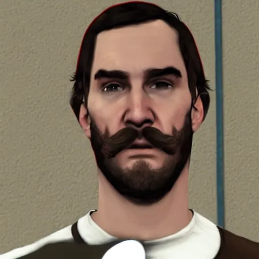 Image similar to bo burnham with beard in gta v loading screen