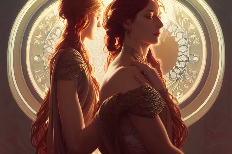 Prompt: symmetry!! intense fanart of gemma as acotar protagonist, intricate, elegant, highly detailed, my rendition, digital painting, artstation, concept art, smooth, sharp focus, illustration, art by artgerm and greg rutkowski and alphonse mucha