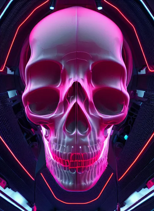 Image similar to symmetry!! portrait of frosted plastic wrapped skull, sci - fi, tech wear, glowing lights!! intricate, elegant, highly detailed, digital painting, octane render, photo realistic