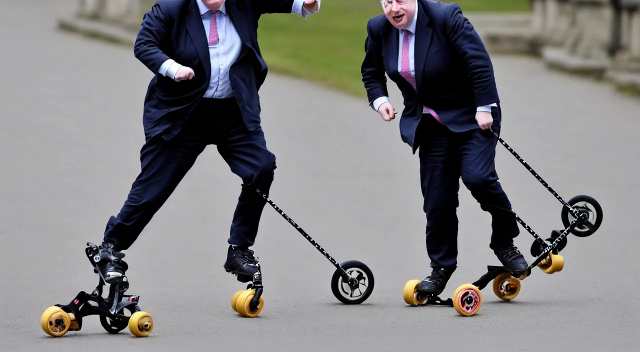 Image similar to Boris Johnson on rollerblades