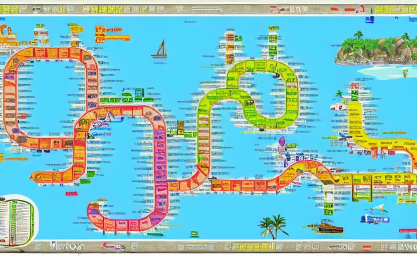 Image similar to metro map, large, detailed, islands