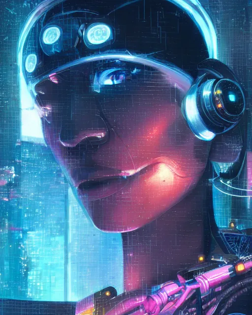 Image similar to a cyberpunk close up portrait of cyborg athena, electricity, sparks, bokeh, soft focus, sparkling, glisten, water drops, cold, dark, geometric, temples behind her, by paul lehr, jesper ejsing