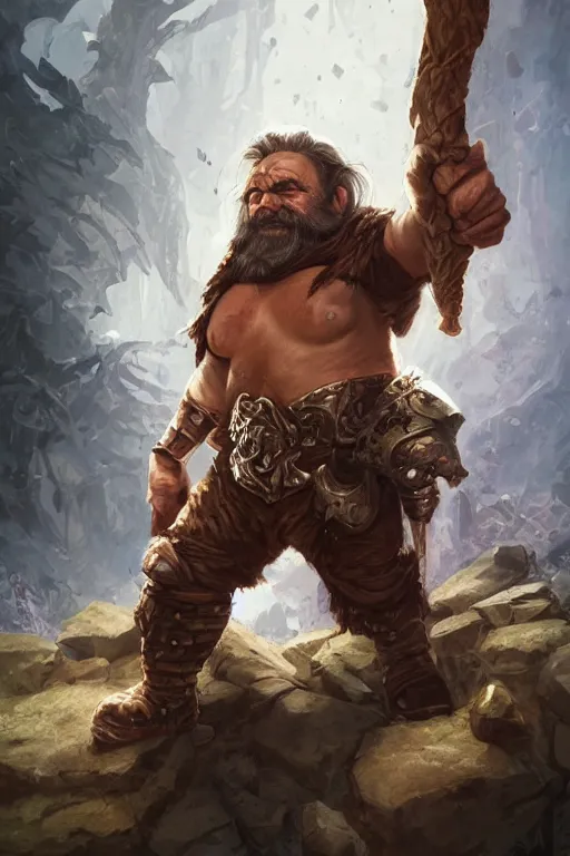 Image similar to portrait of the dwarf wearing the epic artifact axe DESTROYERBANE by artgerm and Craig Mullins, James Jean, Andrey Ryabovichev, Mark Simonetti and Peter Morbacher 16k