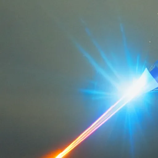 Image similar to a laser beam shoot down a missile