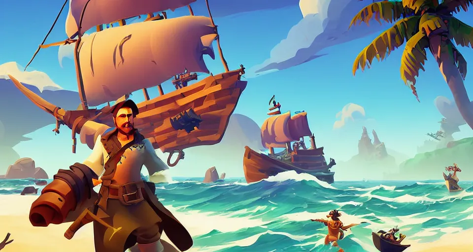 Prompt: pixel art, painting treasure on sea of thieves game smooth median photoshop filter cutout vector, behance hd by jesper ejsing, by rhads, makoto shinkai and lois van baarle, ilya kuvshinov, rossdraws global illumination