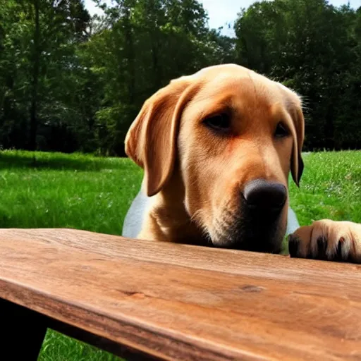 Prompt: a labrador retriever drinking beer