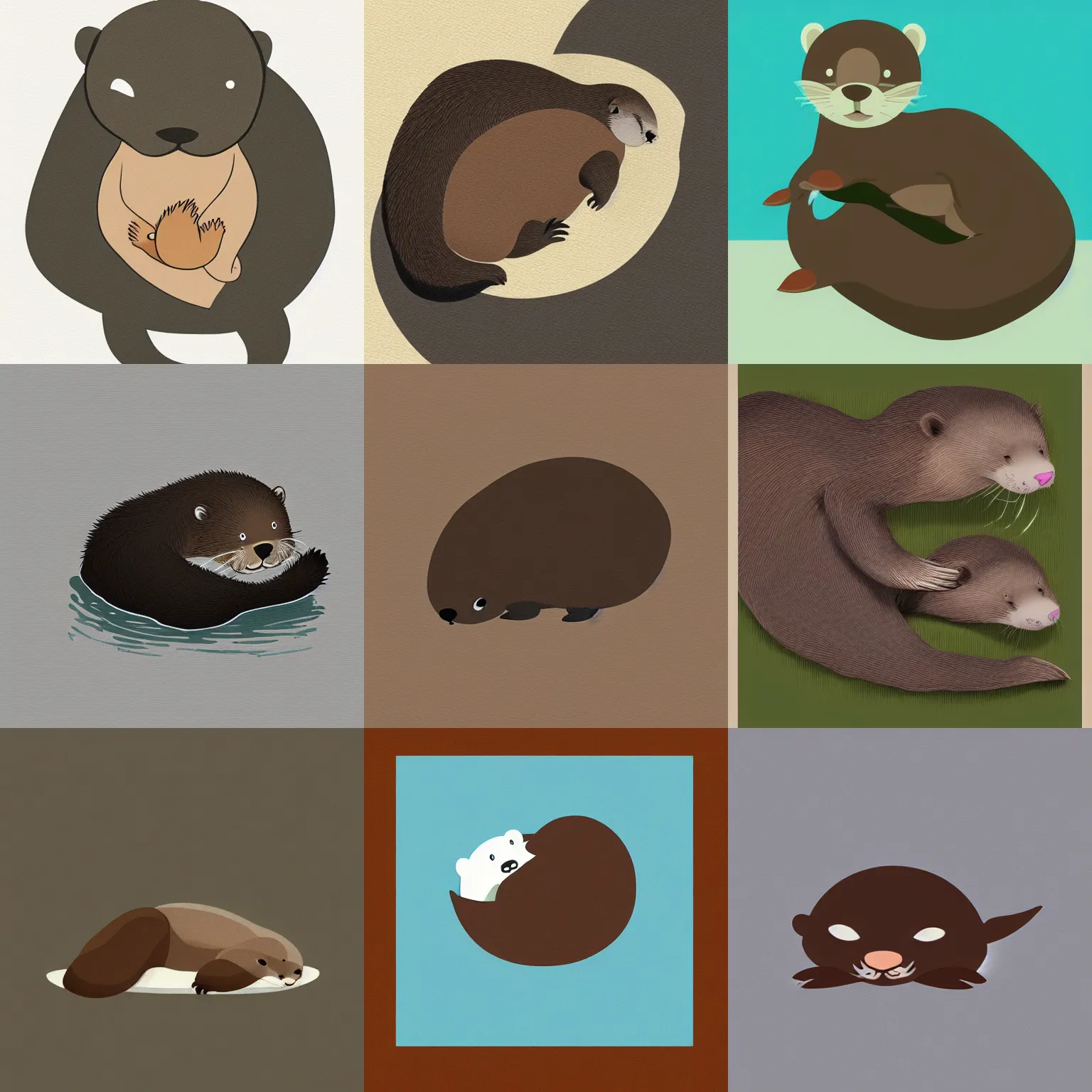 Prompt: cute otter sleeping, trending on artstation, minimalist