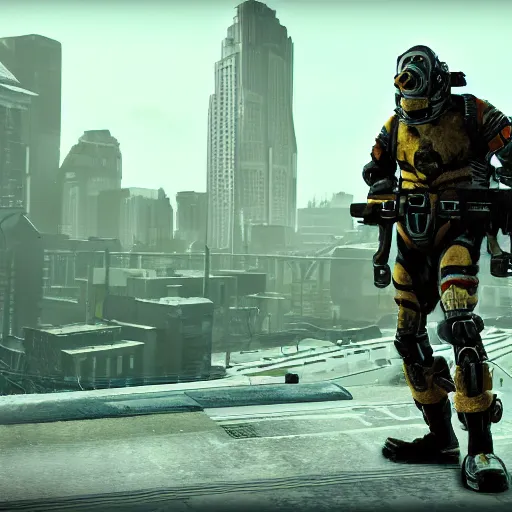 Prompt: cinematic shot of a half-life combine soldier standing in a city, 8k, very intricate, very detailed,