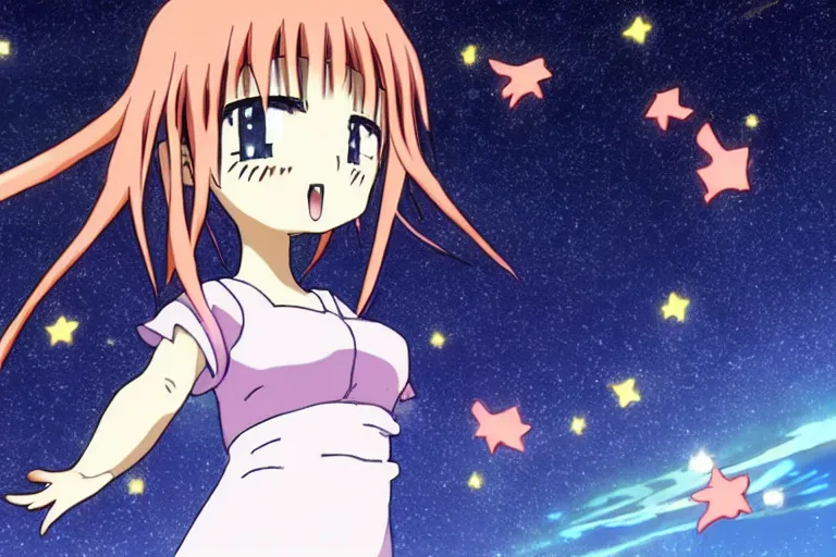 Prompt: Girl reaches for the stars, anime style