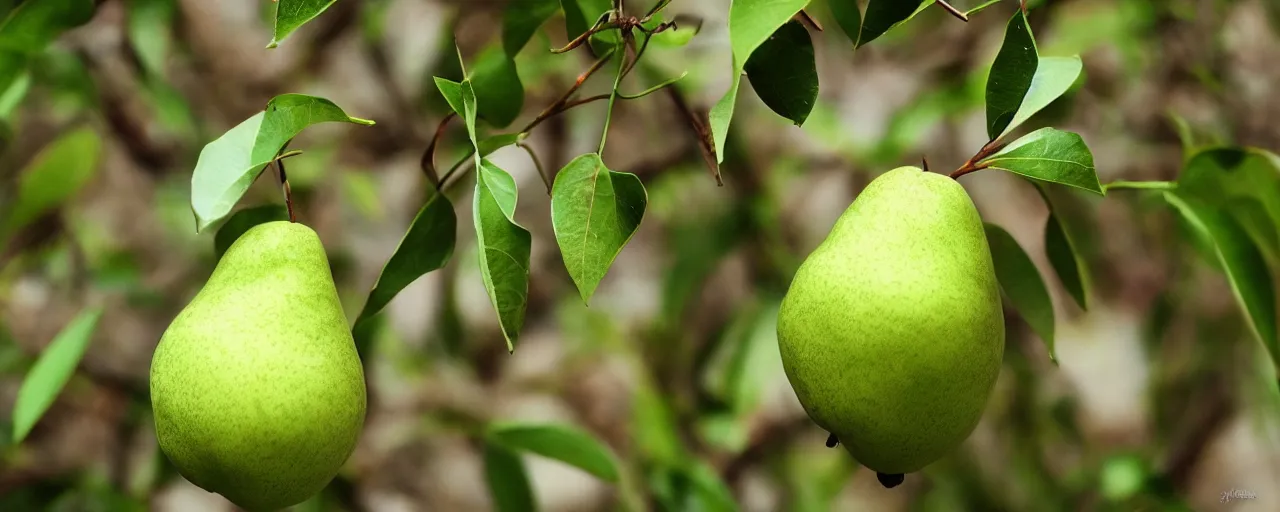 Prompt: a cute green pear animal; nature photography