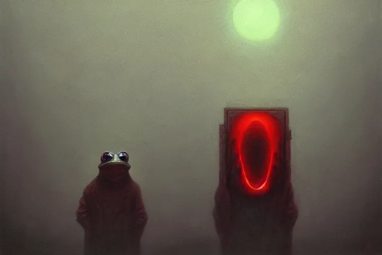 Prompt: a white cyberpunk frogs, naturecore, in the style of beksinski, by rene magritte, intricate and epic composition, white by caravaggio, color fields, insanely quality, highly detailed, masterpiece, red light, artstation, 4 k