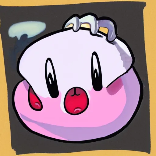Image similar to a disgusting drawing of a morbidly obese kirby