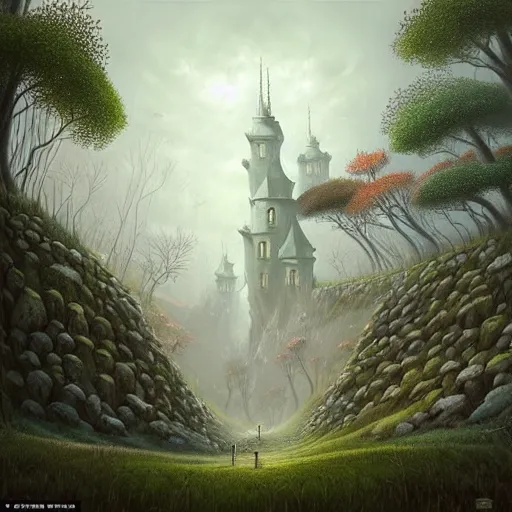 Image similar to gediminas pranckevicius nordic city surrounded by forest in the style of a dnd painting, matte painting, dungeons and dragons, wizards of the coast