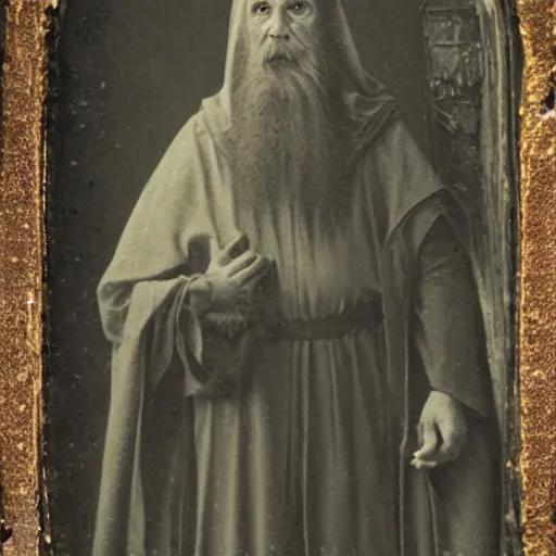 Image similar to medieval abbot, medieval monastery, hallowed halls, tintype photograph, 1100 AD photography, medieval Italy