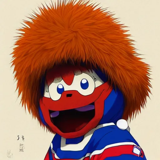 Prompt: suprised anime Portrait of Youppi the Habs Montreal Canadiens Mascot as a very cute sad and suprised pokemon, highly detailed anime, high evolution, 1990s, legendary, smooth, sharp focus, dynamic lighting, intricate, trending on ArtStation, Youppi as suprised pikachu, illustration pokemon, art by WLOP