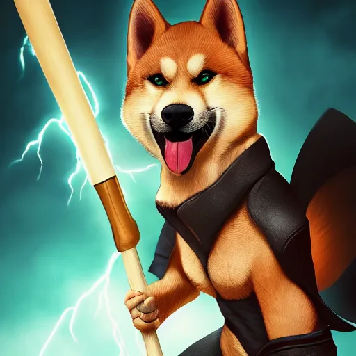 nasus from the league of legends as shiba inu holding | Stable ...