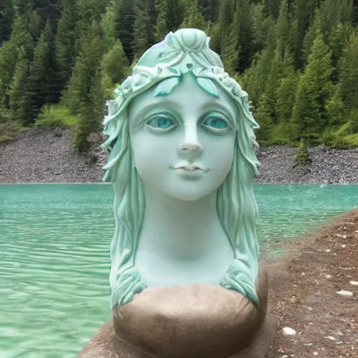 Prompt: water goddess emergin from a lake