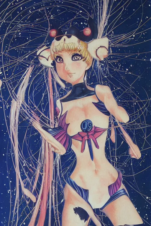 Image similar to detailed painting of Sailor Moon by H. R. Giger