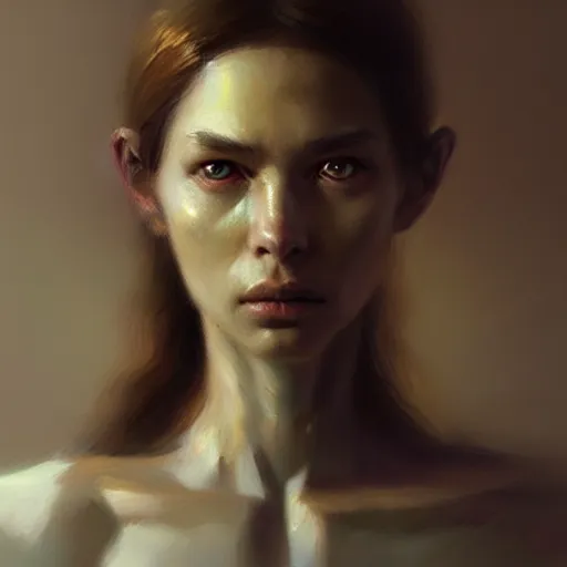 Image similar to humanoid animal hybrid, concept art oil painting, portrait ethereal by jama jurabaev, greg rutkowski extremely detailed, brush hard, artstation, soft light