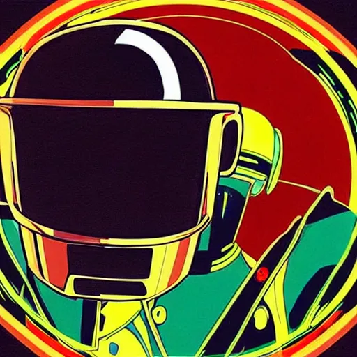 Prompt: daft punk, studio ghibli art, animated, colorfuk