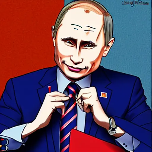 Image similar to caricature of anime vladimir putin