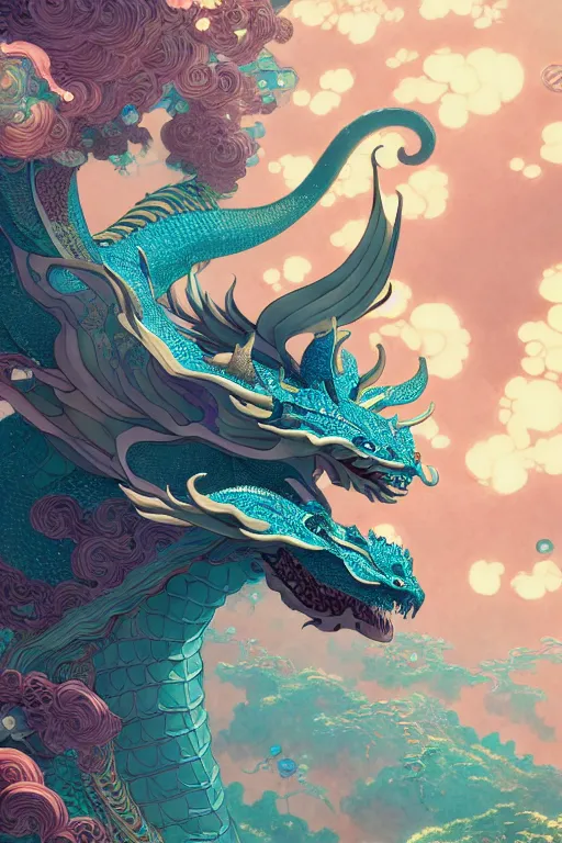 Image similar to a beautiful hyperdetailed character design 4 k wallpaper illustration of cyan dragon victo ngai, from china, style of studio ghibli, makoto shinkai, raphael lacoste, louis comfort tiffany, denoise, deblurring, artgerm, xision, james jean, ross tran, chinese style