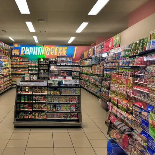 Image similar to Marvels Vision working as a 7/11 cashier, wide wide shot, very detailed, hdr photograph, beautiful lighting