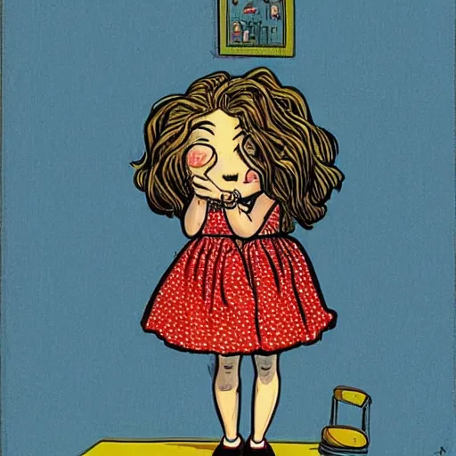 Image similar to cute girl, Robert Crumb style,