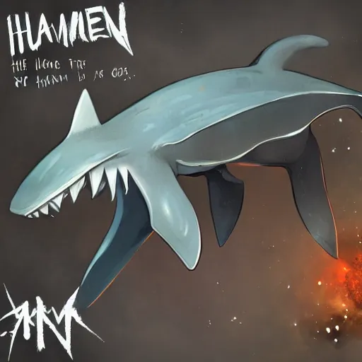 Image similar to hammer shark alien, humanoid, artstation