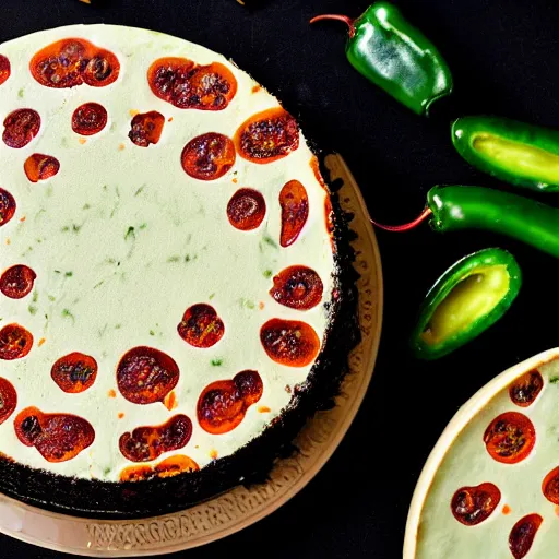 Image similar to a jalapeno cheesecake, 8k HD food photography,