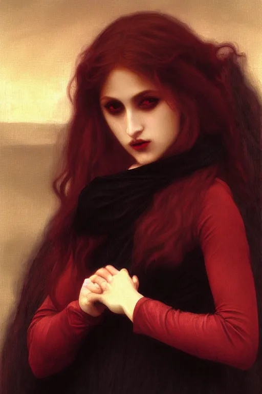 Image similar to vampire, painting by rossetti bouguereau, detailed art, artstation