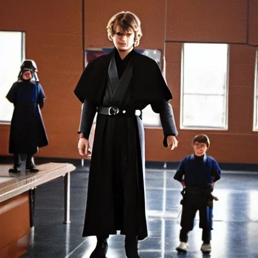 Prompt: anakin skywalker in a school