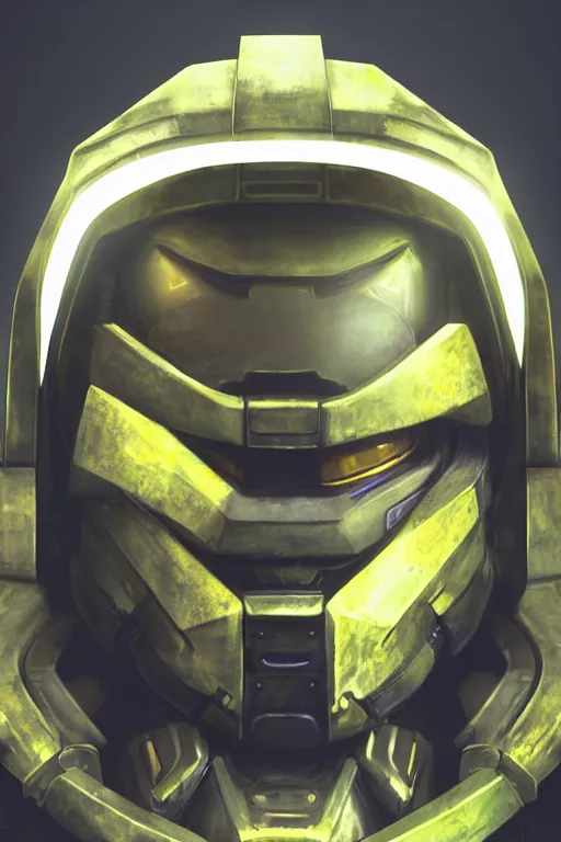 Image similar to robot ninja mask helmet halo master chief radiating a glowing aura global illumination ray tracing hdr fanart arstation by ian pesty and katarzyna da „ bek - chmiel